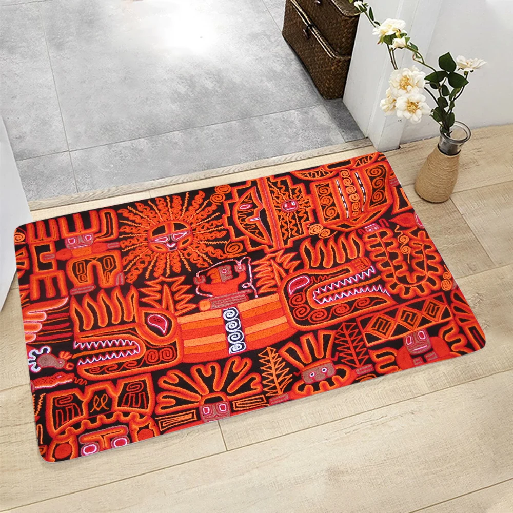 

CLOOCL Flannel Printed Doormat Ethnic Tribal Art Pattern Carpet Retro Area Rugs Hallway Bedroom Kitchen Rugs Sofa Floor Mat