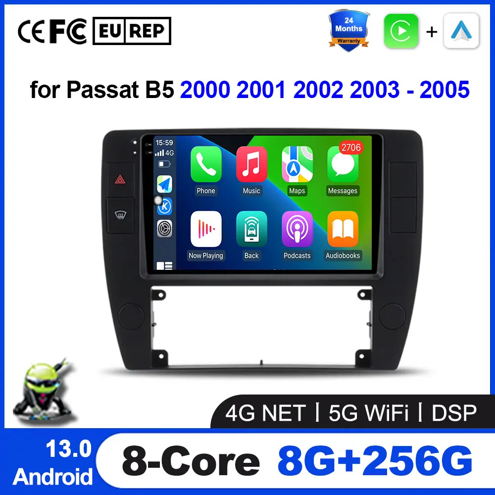 

Беспроводная Автомагнитола CarPlay Android для Passat B5 2000 2001 2002 2003 - 2005 5G Автомобильный мультимедийный GPS No 2din