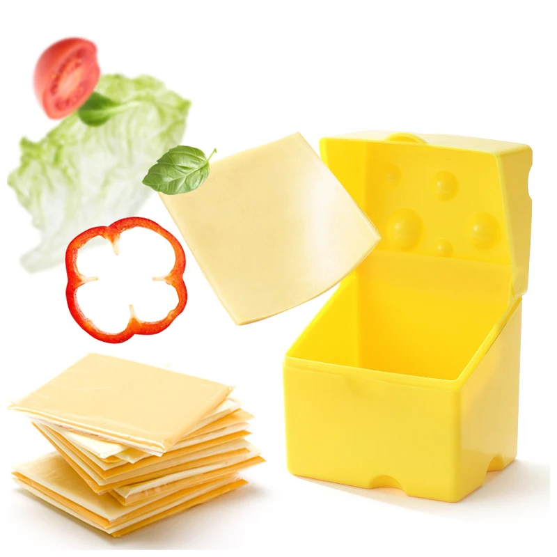 Aufbewahrungsbehälter für geschnittenen Käse aus Kunststoff mit Deckel und Halter, Flip-Top-Butterblock-Box, Käse-Scheiben-Sparer, Küchen-Organizer – Detail 7
