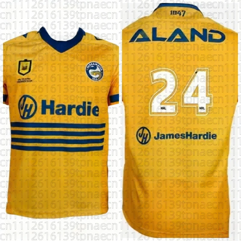 2026 Sommer Parramatta Eels 1947 Heritage Atmungsaktives Trainings-Trikot! Blau-gelb gestreiftes Unisex-T-Shirt für Familien und Kinder – Detail 1