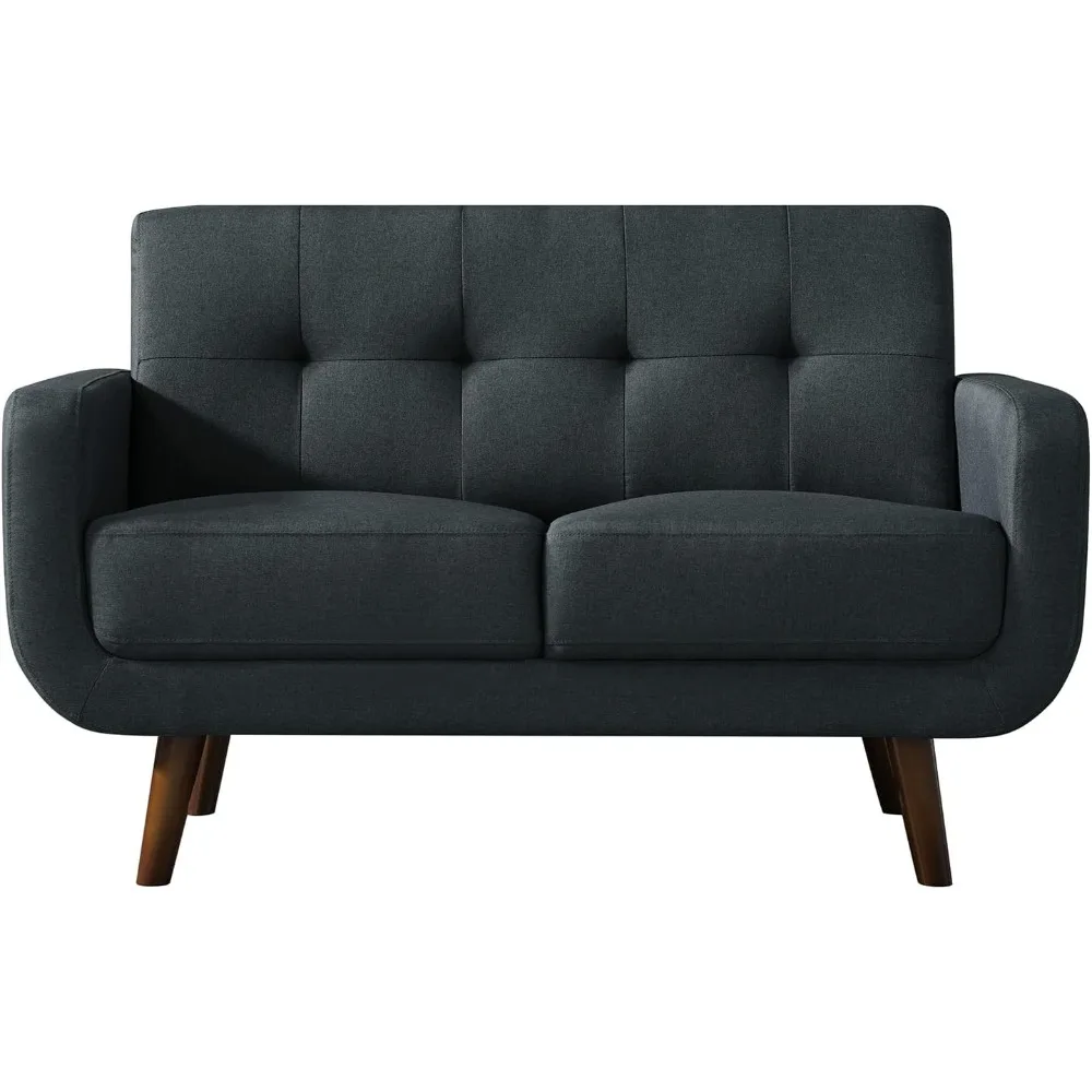 

51 Inches Loveseat Sofa, Mid-Century Modern Mini Couch with Tufted Back for Small Living Room,Bedroom,Apartment, Dorm,Track Arms