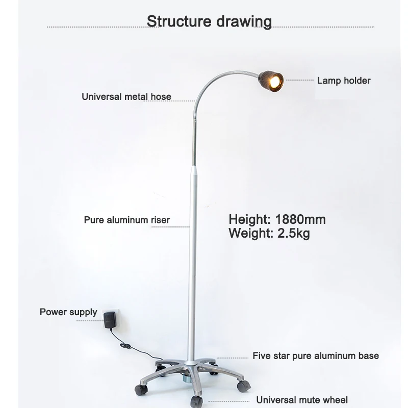 JD1500 35 W Dental Clinic Floor Lamps Mobile Vertical Auxiliary Surgery Halogen Examination Cold LED Light Pet Hospital Lighting