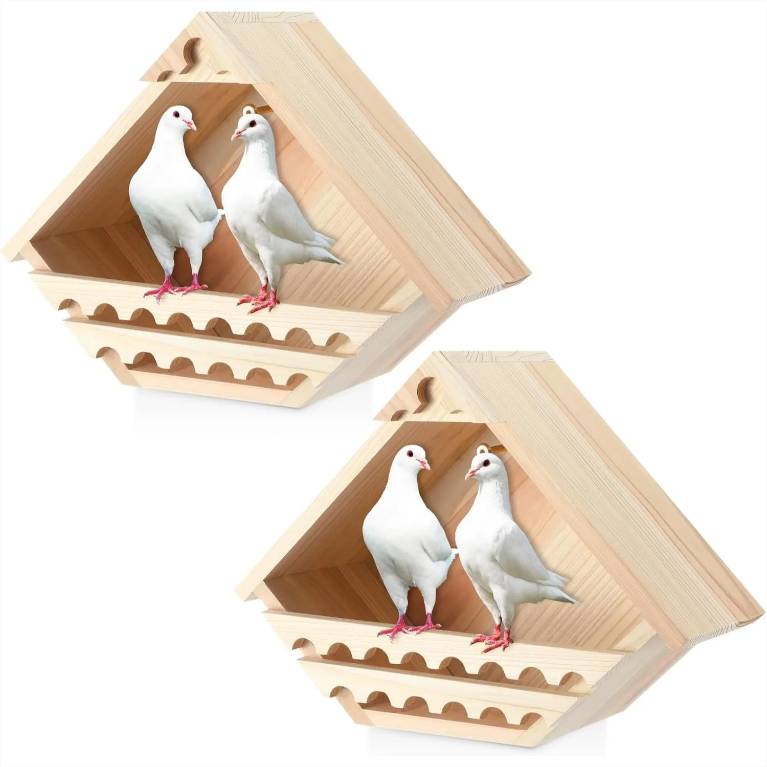 

Cedar Dove Nesting Box 2 Pack, Outdoor Bird House with Triangular Opening for Doves, Easy Install Garden Decoration