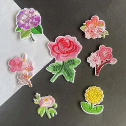 Fabric Flowers Applique Patch Clothes Stickers,Roses,Hydrangea,Sunflower Embroidery Iron On Patches For Clothing,Dress,Shirt