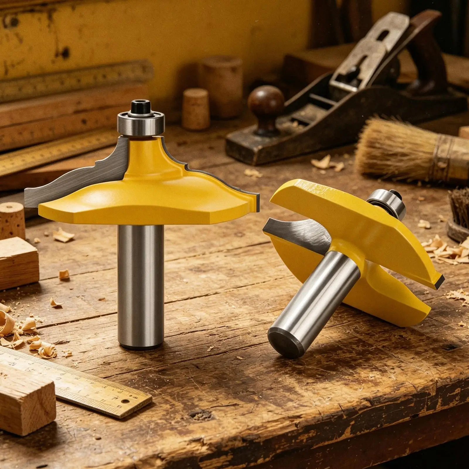 Chamfer Bit Chamfering Cutter Adapter Milling Bits for Panel Cabinet Edge Door Window Molding Woodworking Furniture