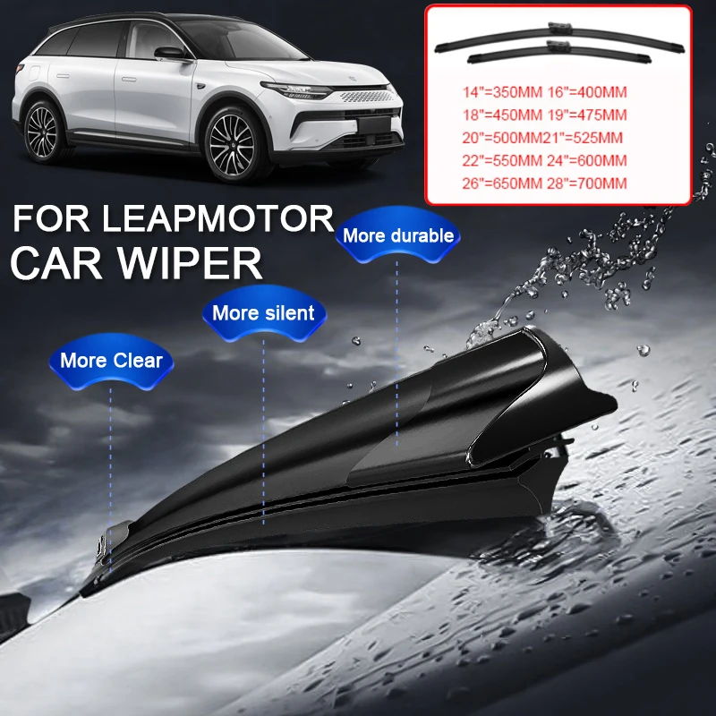 2PCS Car Blade Windshield Rubber Wiper Cleaning Protect For LEAPMOTOR B10 C01 C10 C11 C16 T03 2022-2026 Auto External Accessory