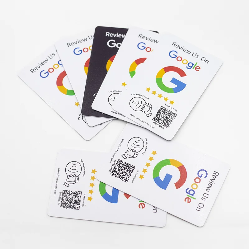 100Pcs Black Matte Google Review Card, NTAG215 NFC Tap Card, Wear Resistant, Reusable Programmable Dynamic QR Code