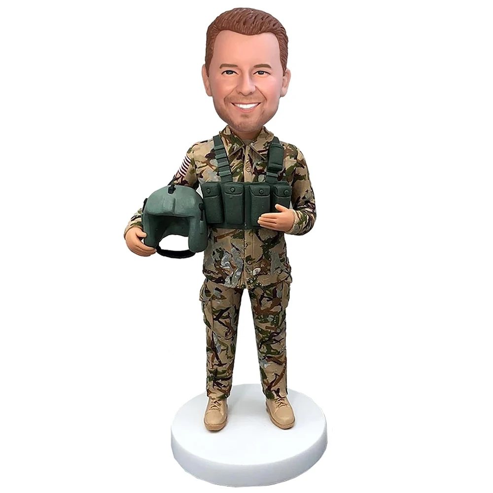 

Customized Military Uniform Bobbleheads，Personalized Handmade Gifts Desktop Decorations Birthday Present for Military Personnel