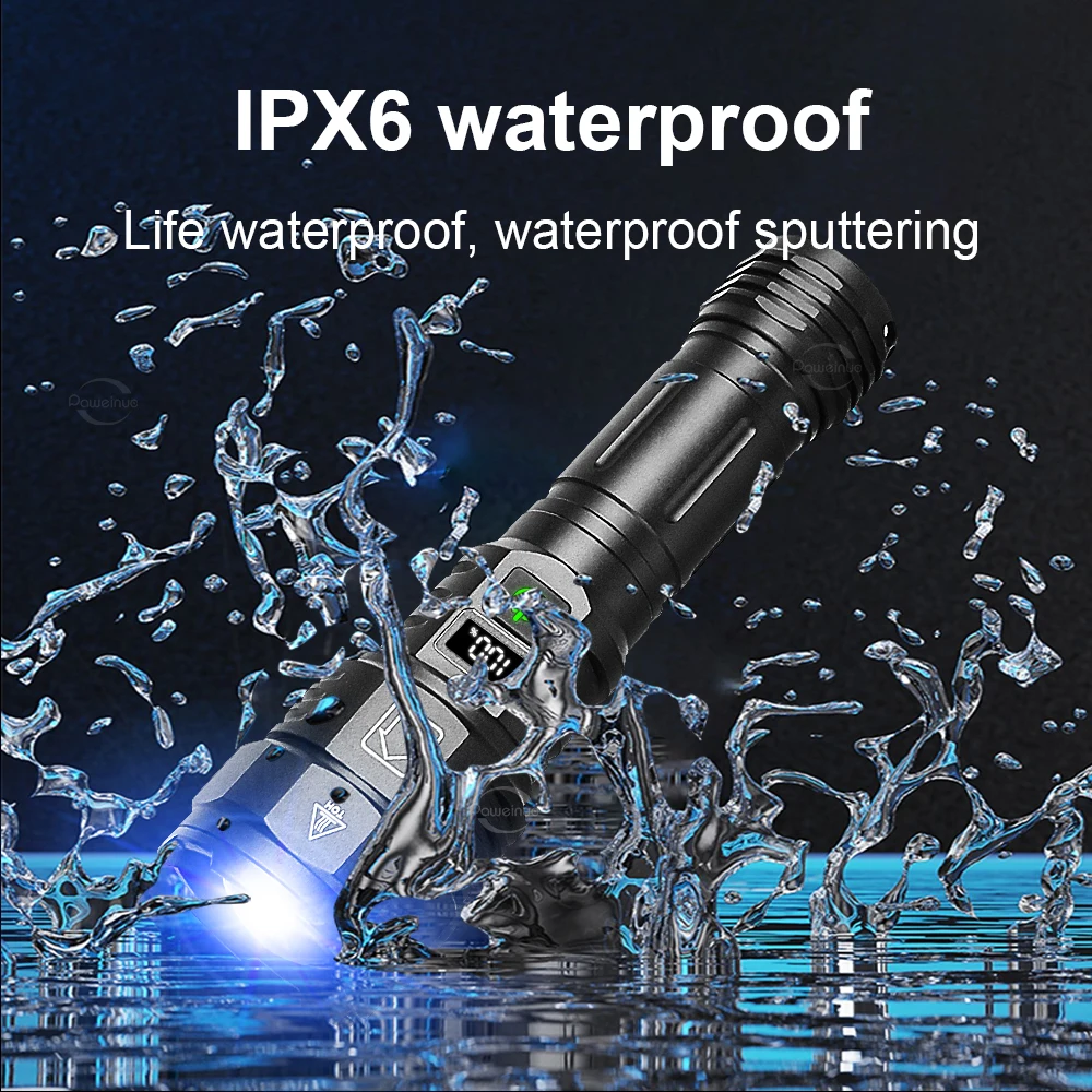 Most Powerful Flashlight Rechargeable LED Lamp High Lumen Tactical Flashlights Waterproof Zoomable Outdoor Camping Fishing Light