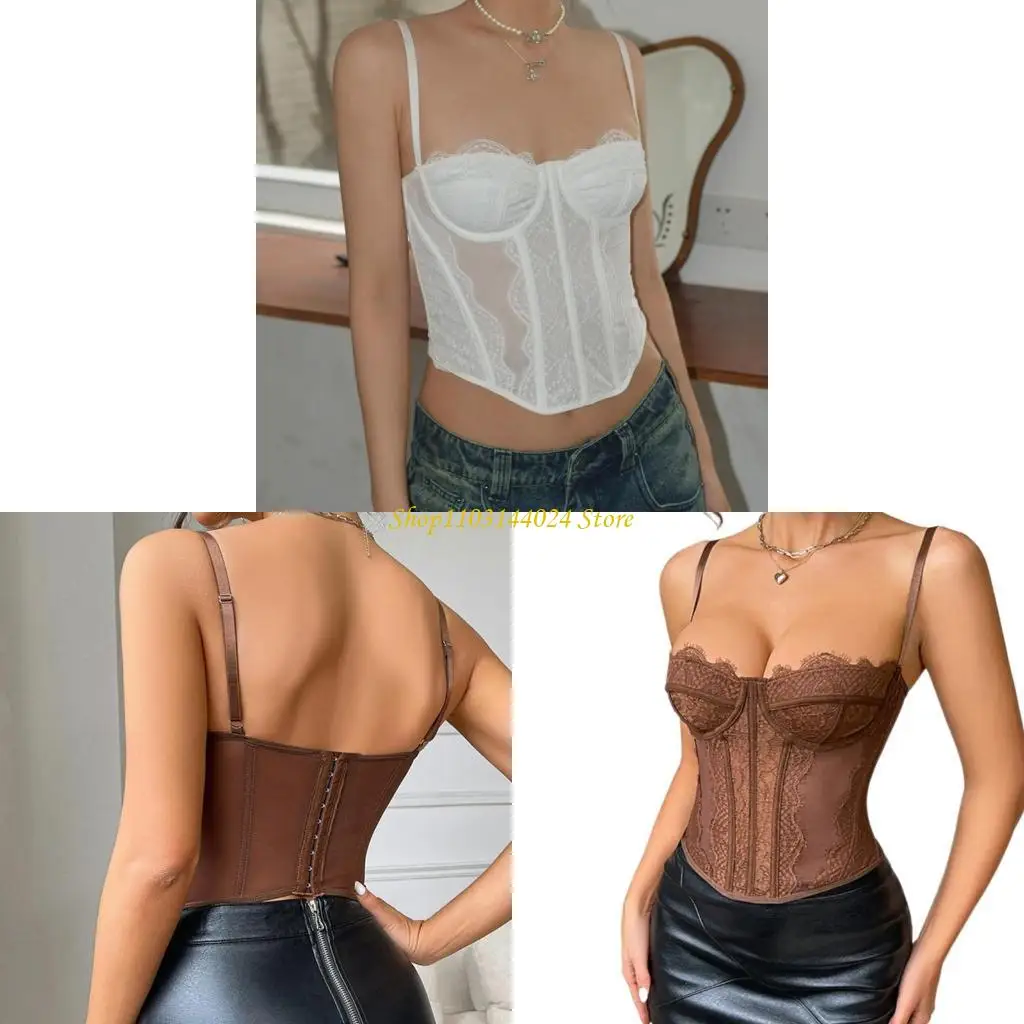 Delicate Bustier for Women Fashion High Elastic Comfort Lace Corset Top for Parties and Date Nights Party Essential