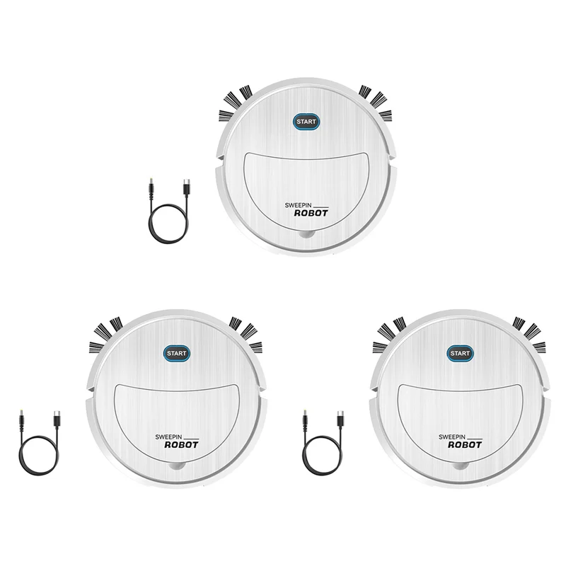 【HASD】3X robotstofzuiger 3-in-1 elektrische veegrobot Ultraslanke stille robotstofzuiger Wit