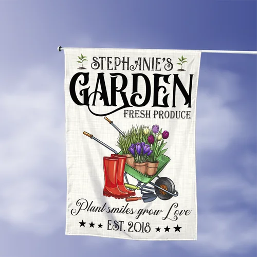 Personalized Gardening Flag, Garden Fresh Produce Flag, Gardener Planting Flag ZZO EEZ