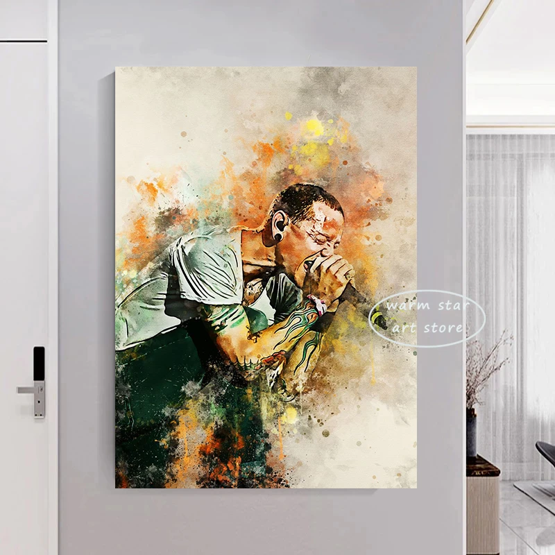 Pop Chester Bennington Music Band Singer Star Canvas Painting Wall Art Picture Painting Poster Prints Room Home Decor Fan Gift