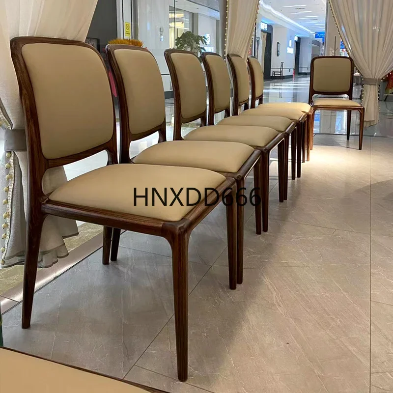 New Chinese-style ebony solid wood dining chair high-end villa large flat bed and breakfast dining chair