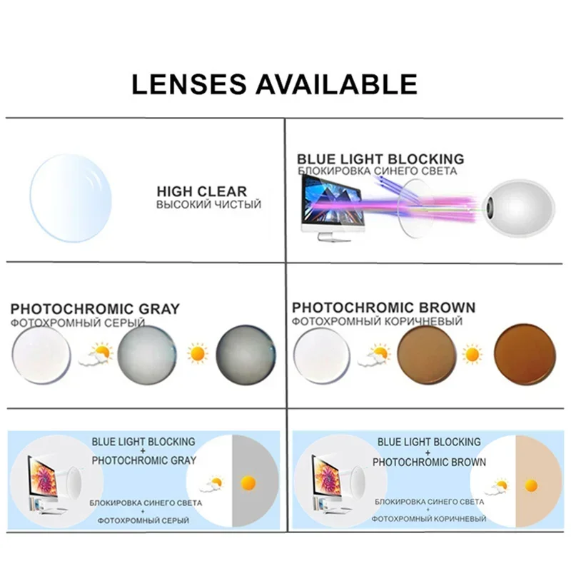 Prescription Custom Rimless Glasses For Myopia -0.5 to -8.0 Men Women Titanium Alloy Frame Anti Blue Light Or Photochromic UF173