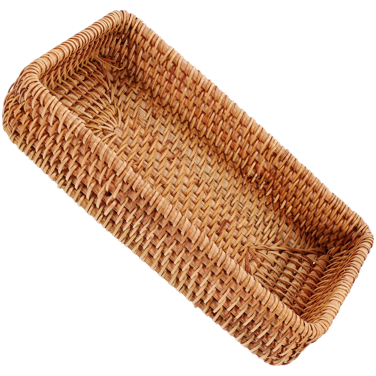 Cesta tejida de ratán para almacenamiento de aperitivos, organizador de pan, Picnic, bebidas de frutas, contenedor rústico portátil ligero, utensilios de cocina