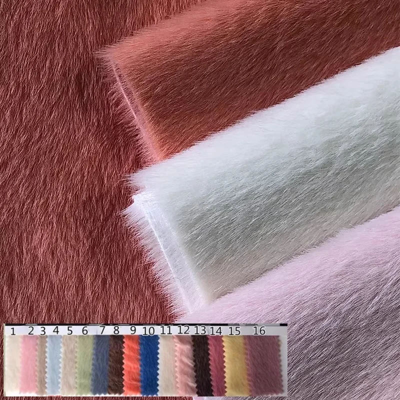 Solid colored thickened long fur mink fur knitted warp knitted plush fabric DIY sofa clothing bags shoes toys