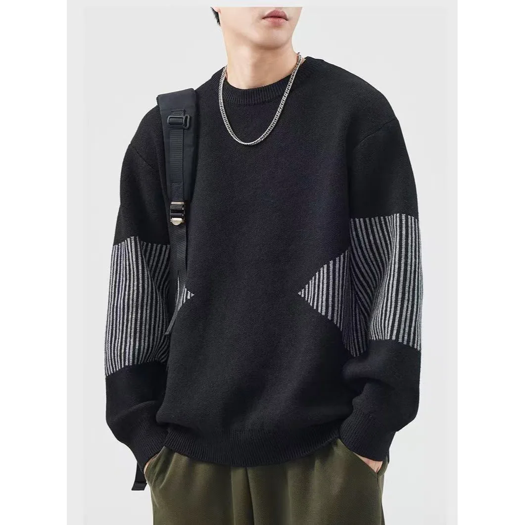 Suéter Retro Americano para Hombre, Invierno, de Alta Gama, Hoado, ueso, Cuello Redondo, Tejido, Estilo Casual, Otoño Inv...