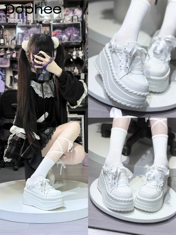 

Original Mine Mass-Produced Sweet Cool Thick-Soled Shoes Autumn New Girls' JK Lolita Cute Lace-Up Platform Shoes Y2K Sneakers