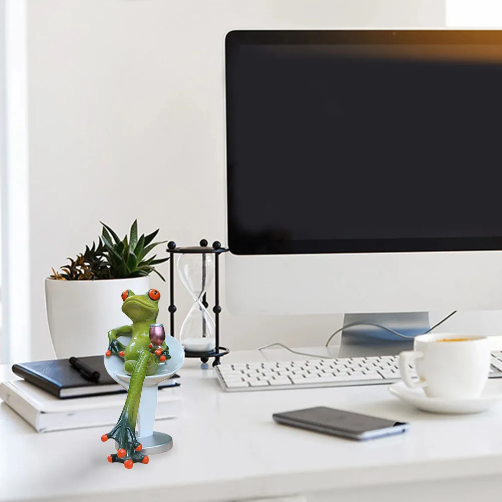 

Frog-Shape Statue Resin Ornament Bright Color Long-Lasting Use Living Room Car Decor Resin Frogs Frogs Figurine