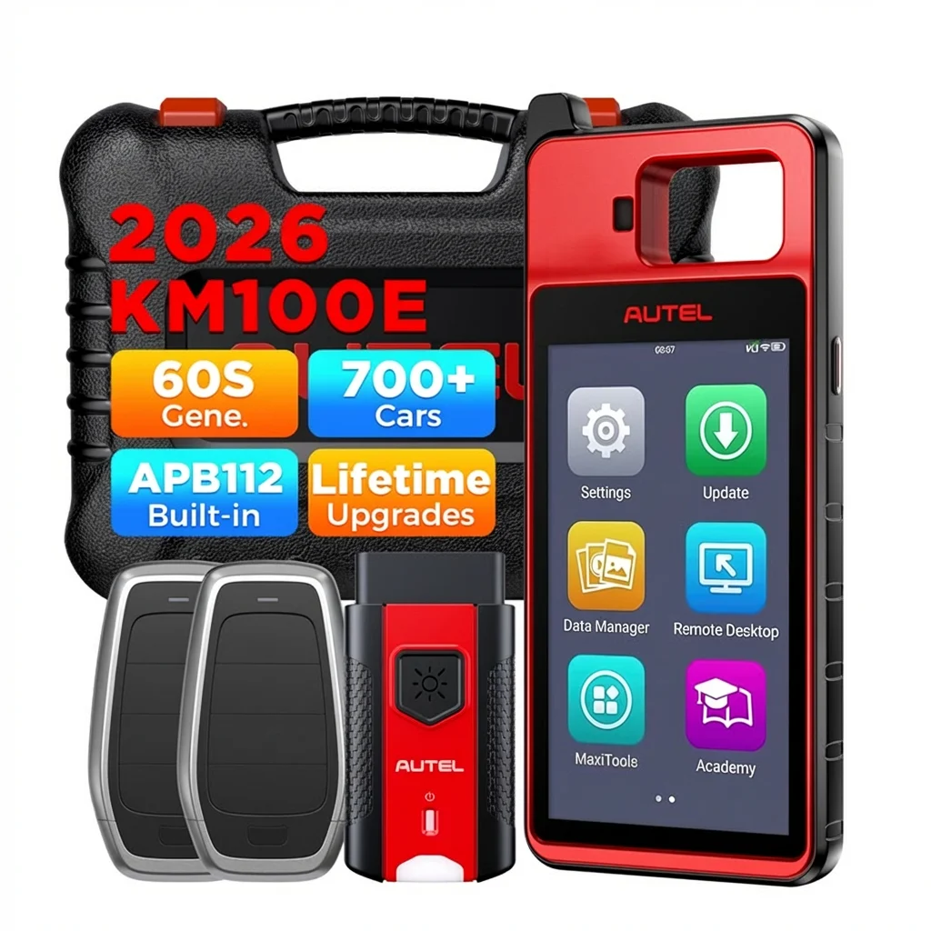 Autel KM100 KM100E Universal Car Key Programmer Built-in APB112 IMMO Key Learning 700+ Vehicles Lifetime Free Update