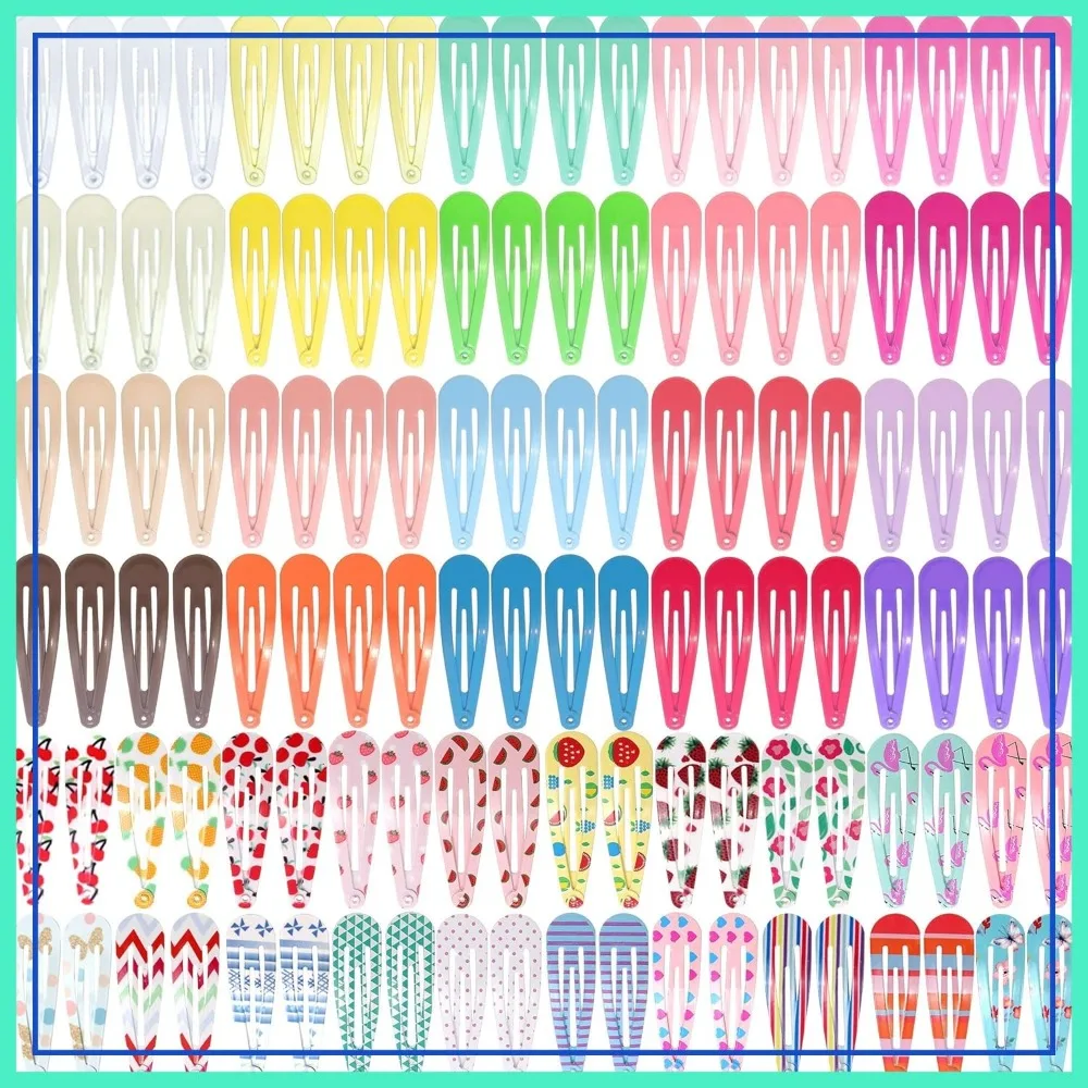 

120Pcs 2 Inch Candy Color Hair Clips Metal Snap Barrettes for Women Teens Girls
