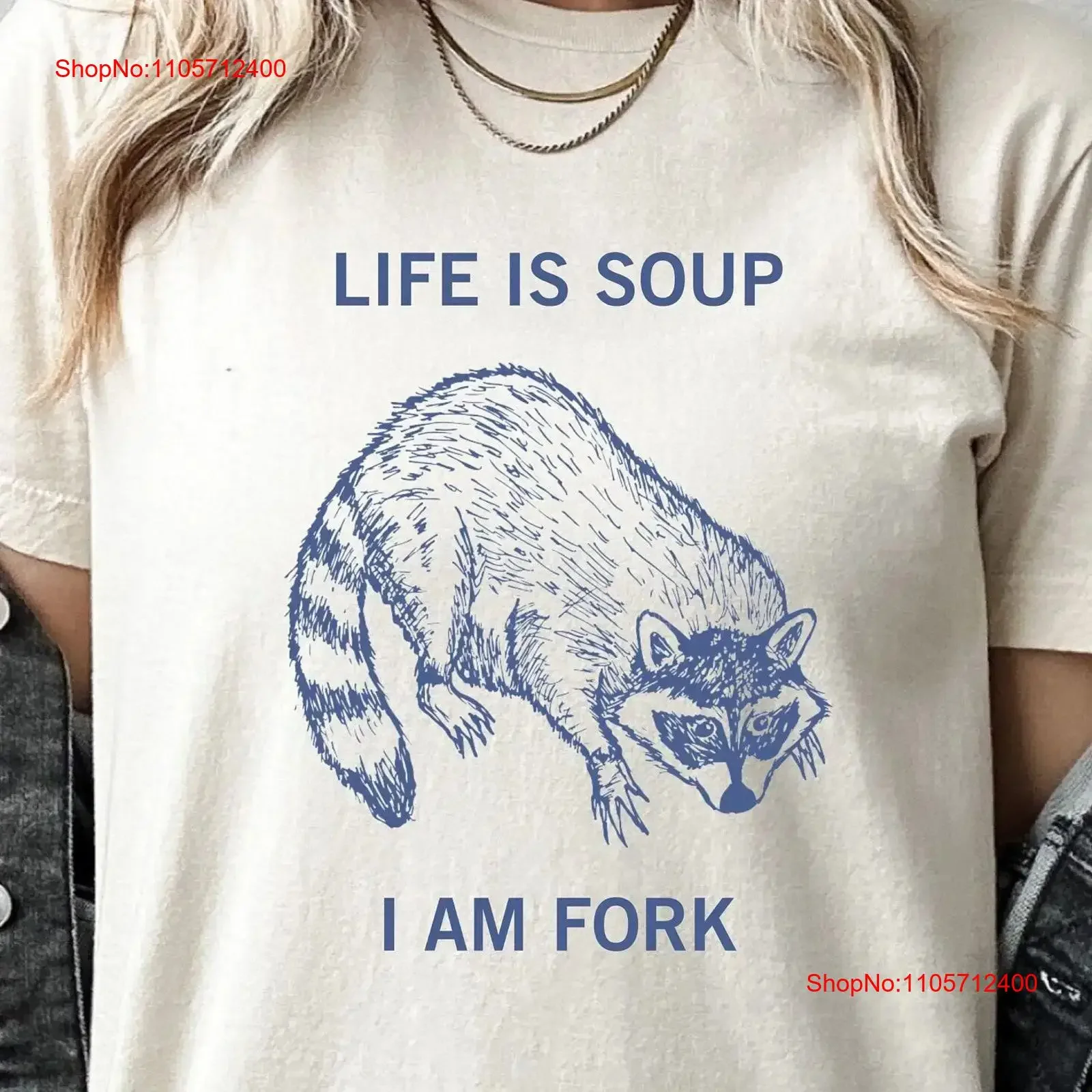 life is soup I am fork funny meme shirt raccoon retro sarcastic t trash panda aesthetic tee gifts vintage Washed Breathable