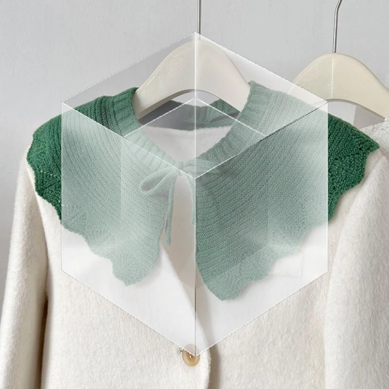 Women Solid Color Knitted Fake Collar O-Neck Lace Up Faux Collar Spring Autumn Warm Dress Shirt Decor Detachable Collar