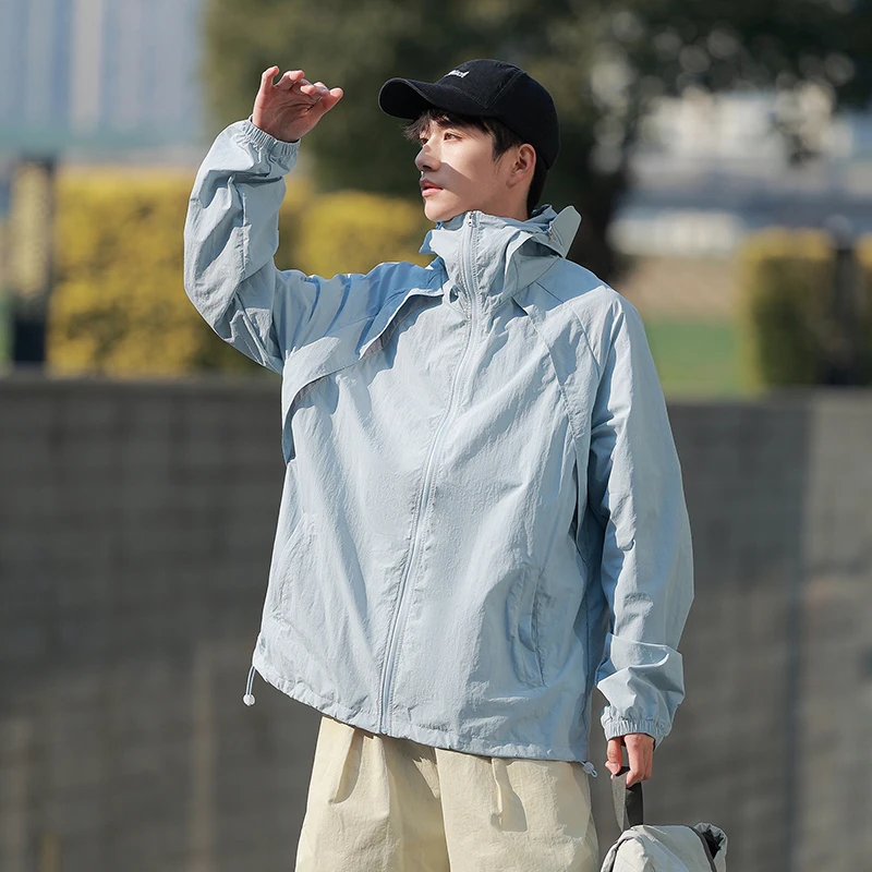 

Summer Outdoor Cycling Sports UV Resistant Lightweight Breathable Jacket Men Fashionable Sun Protection with Hat Skin Clothing