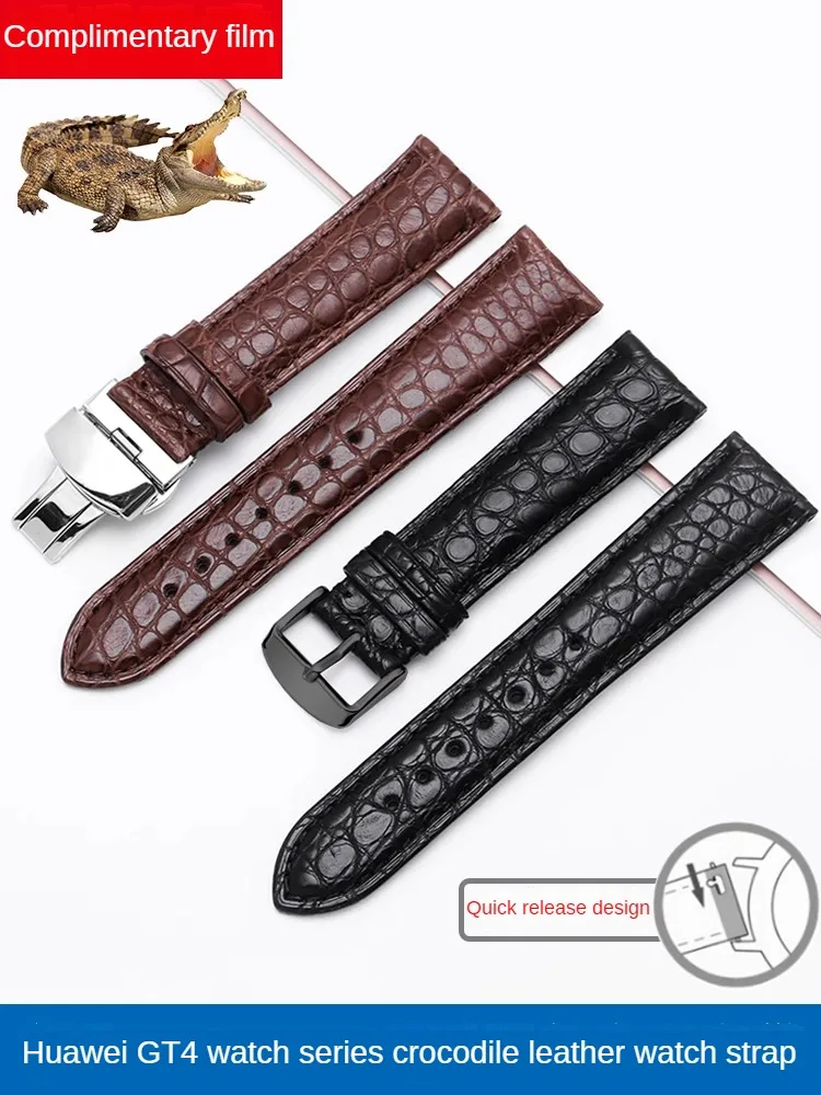 Crocodile Leather Watch Strap Compatible with H-uawei GT4 GT3 Watch4 Pro Extraordinary Master Sports Leather Watch Chain for Men