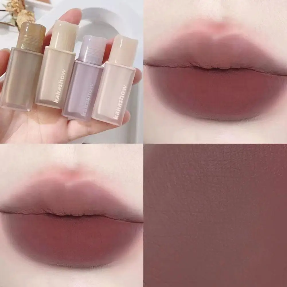 Soft Mist Matte Lip Glaze Velvet Nude Lipstick Makeup Waterproof Versatile Gloss Pink Not Fade Matte Long-lasting Lip Gray A4I5