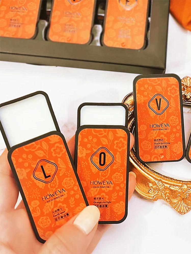 Ensemble de parfum solide Orange pour Couple, coffret cadeau de poche Portable, ensemble de parfum solide, parfum léger fruité Floral longue durée, nouveau