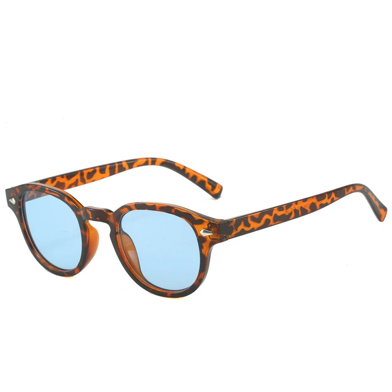 Eenvoudige vintage ronde zonnebril dames heren 2025, luxe merkontwerp, retro klinknagel, geel, blauw lens, vierkante zonnebril, vrouwelijk UV400
