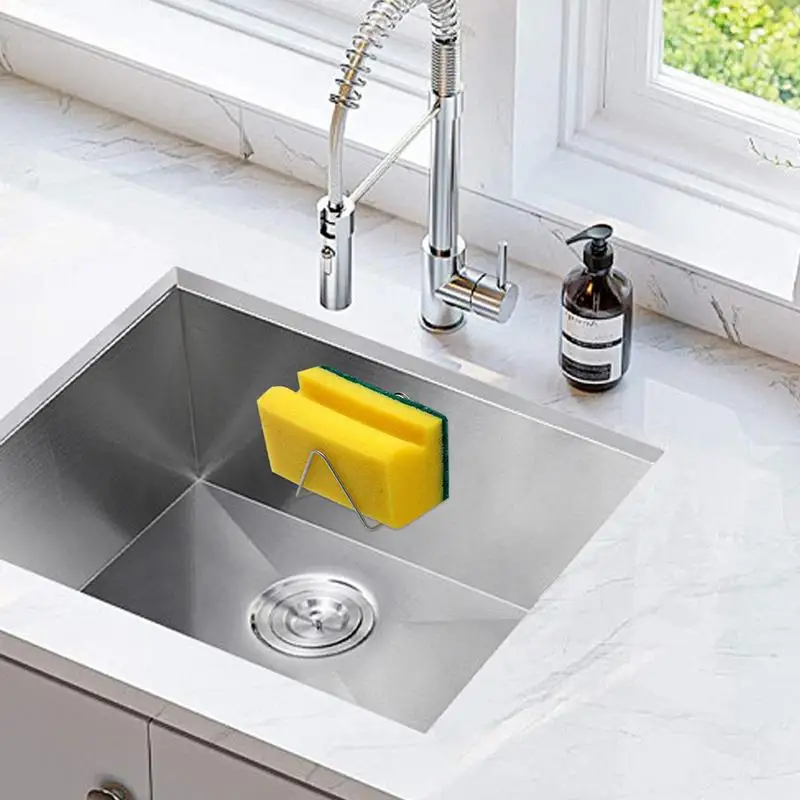 Stainless Steel Magnetic Sponge Holder Household Drain Rack For Kitchen Sink Dish Sponge Holder Quick Drying Scrubbers Organizer