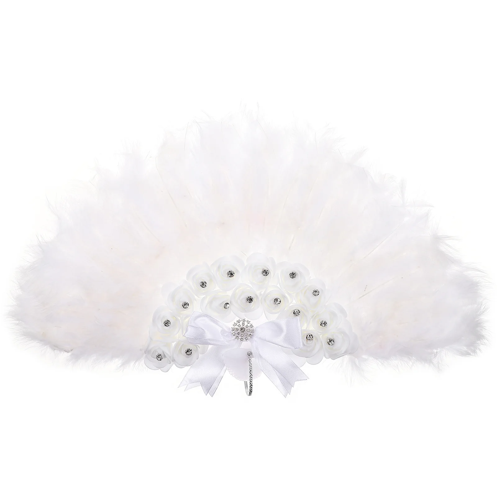 

Folding Fans with Plume Design Delicate Handhold Fan for Photo Props Vintage Chinese Style Retro Craft Fan Beautiful Party