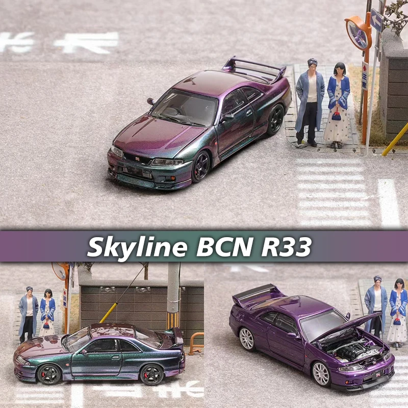 

PreSale FH 1:64 Skyline GTR R33 BCNR33 Magic Purple Violet Diecast Diorama Car Model Collection Miniature Toy Focal Horizon