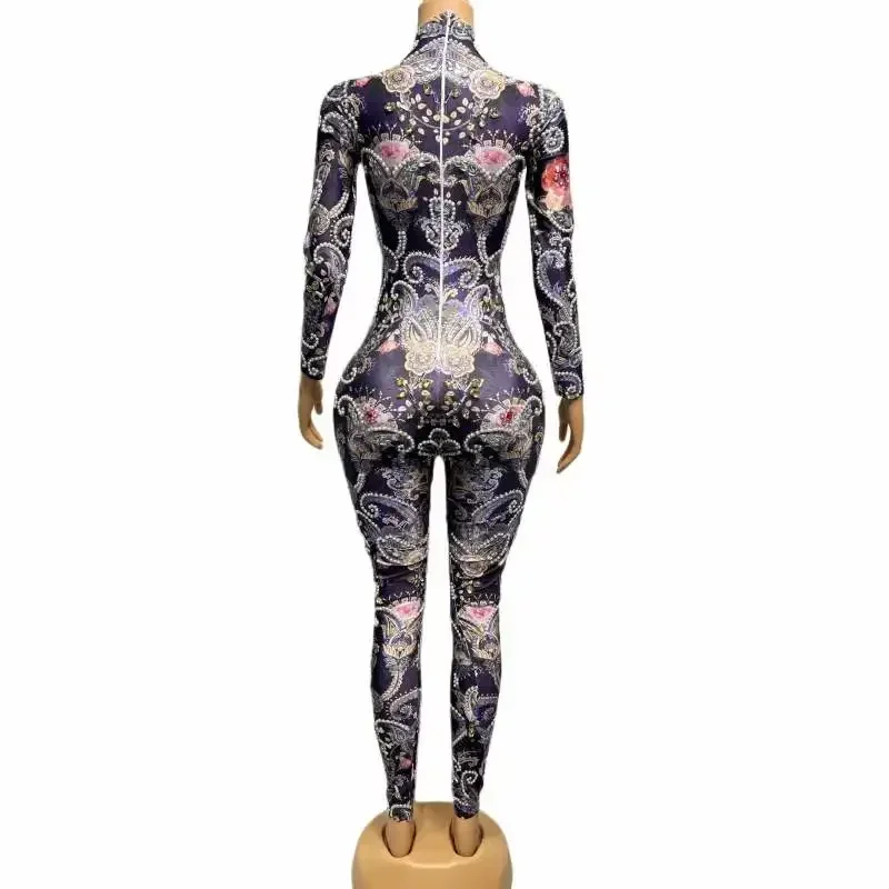 2023 Tute da donna Cristalli di fiori Drag Queen Outfit Compleanno Costume da spettacolo teatrale Festeggia l'abbigliamento da festival con strass