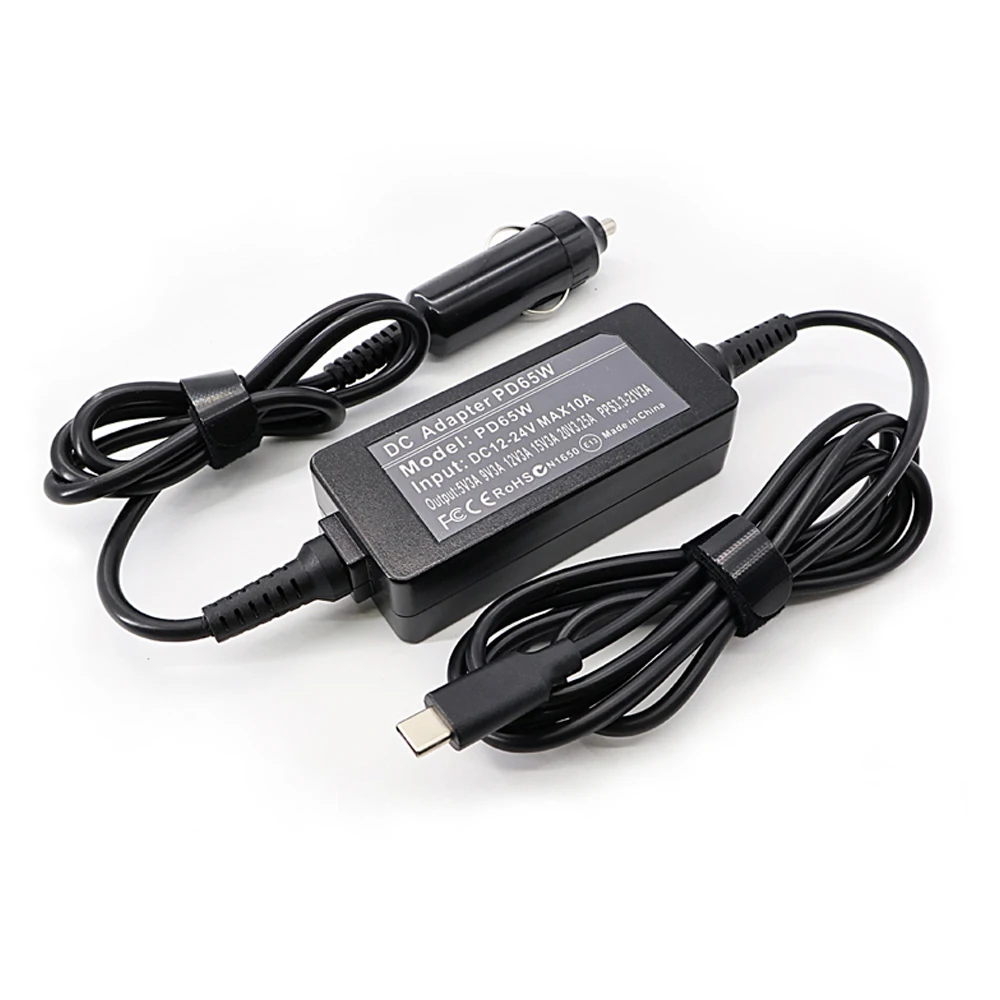 

Автомобильное зарядное устройство USB Type C для ноутбука 65 Вт, универсальный автомобильный адаптер 12 В-24 В, адаптер постоянного тока прикуривателя для Macbook Hp Lenovo Asus Notebook