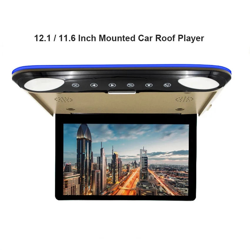 11.6 / 12.1 Inch Car Monitor 1080P Video HD IPS Wide Screen Ultra-thin Mounted Car Roof Player Multi-Language Built HDMI IN