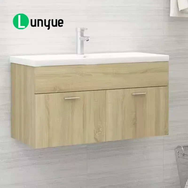 Modern Wall Mounted Engineered Wood Rectangle Bathroom Vanity Cabinet with Drawer and Sink Durable Easy