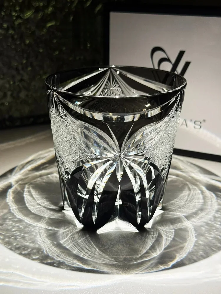 Dropshipping Butterfly Design Japanese Edo Kiriko Glasses Crystal Engraving Whiskey Drinkware Hand to Clear Glass With Gift Box