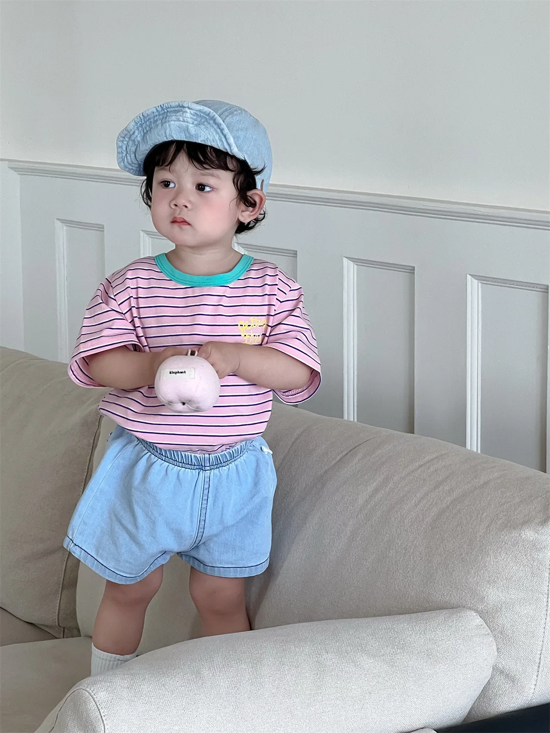 

2025 Summer New Baby Short Sleeve Striped T Shirts Thin Cotton Infant Girl Versatile Tops Toddler Boys Loose Casual O-neck Tee