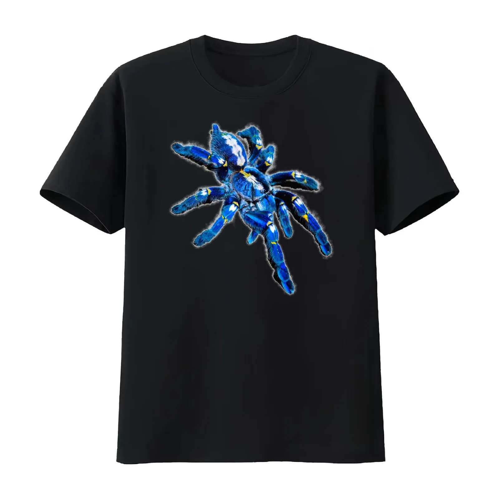 Blue Tarantula T-Shirt Summer Casual Cotton Tee Oversized Streetwear Tops Vintage Graphic Print Loose Fit Short Sleeve
