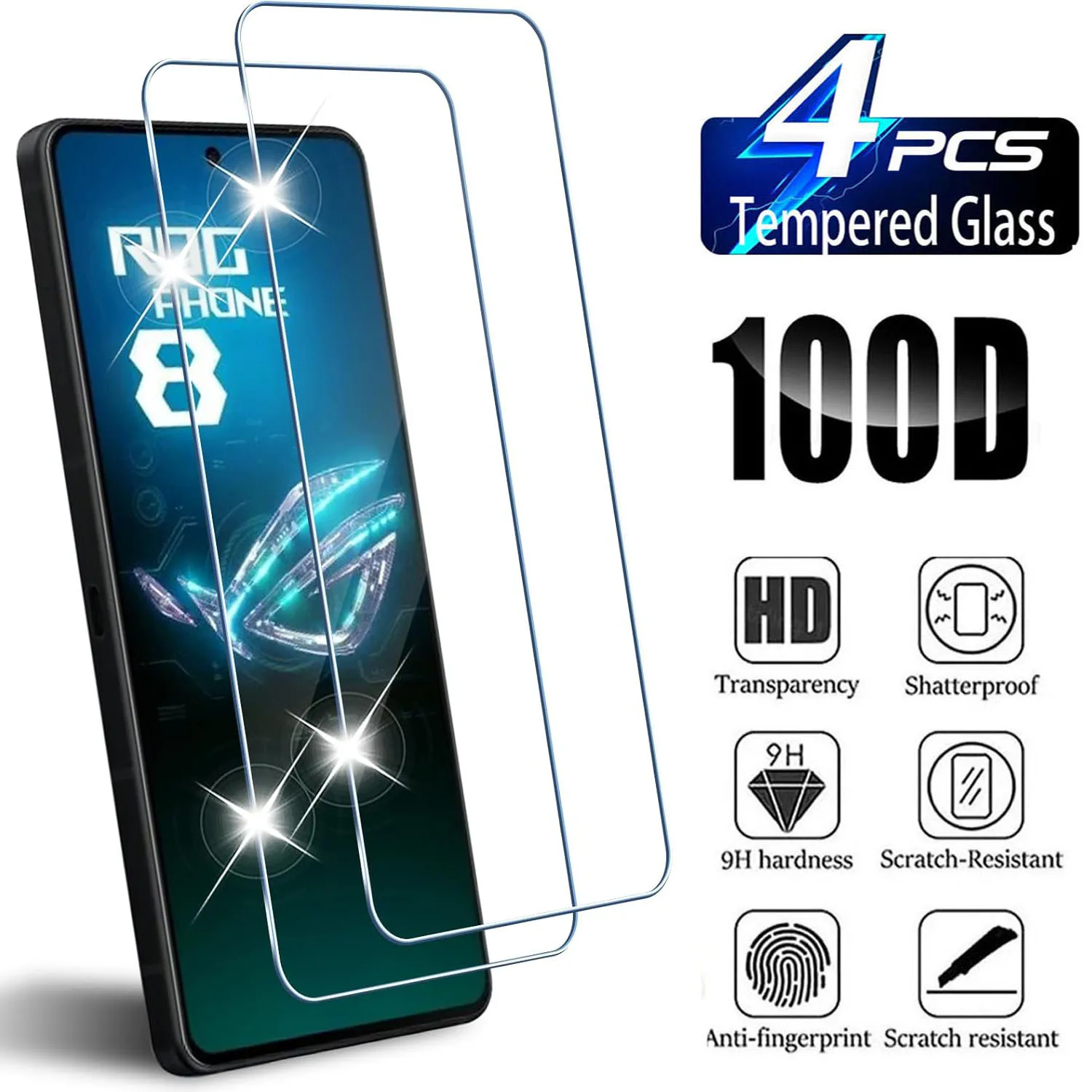 

9H Tempered Glass Film For ASUS ROG Phone 8 2/4Pcs HD Screen Protector Glass