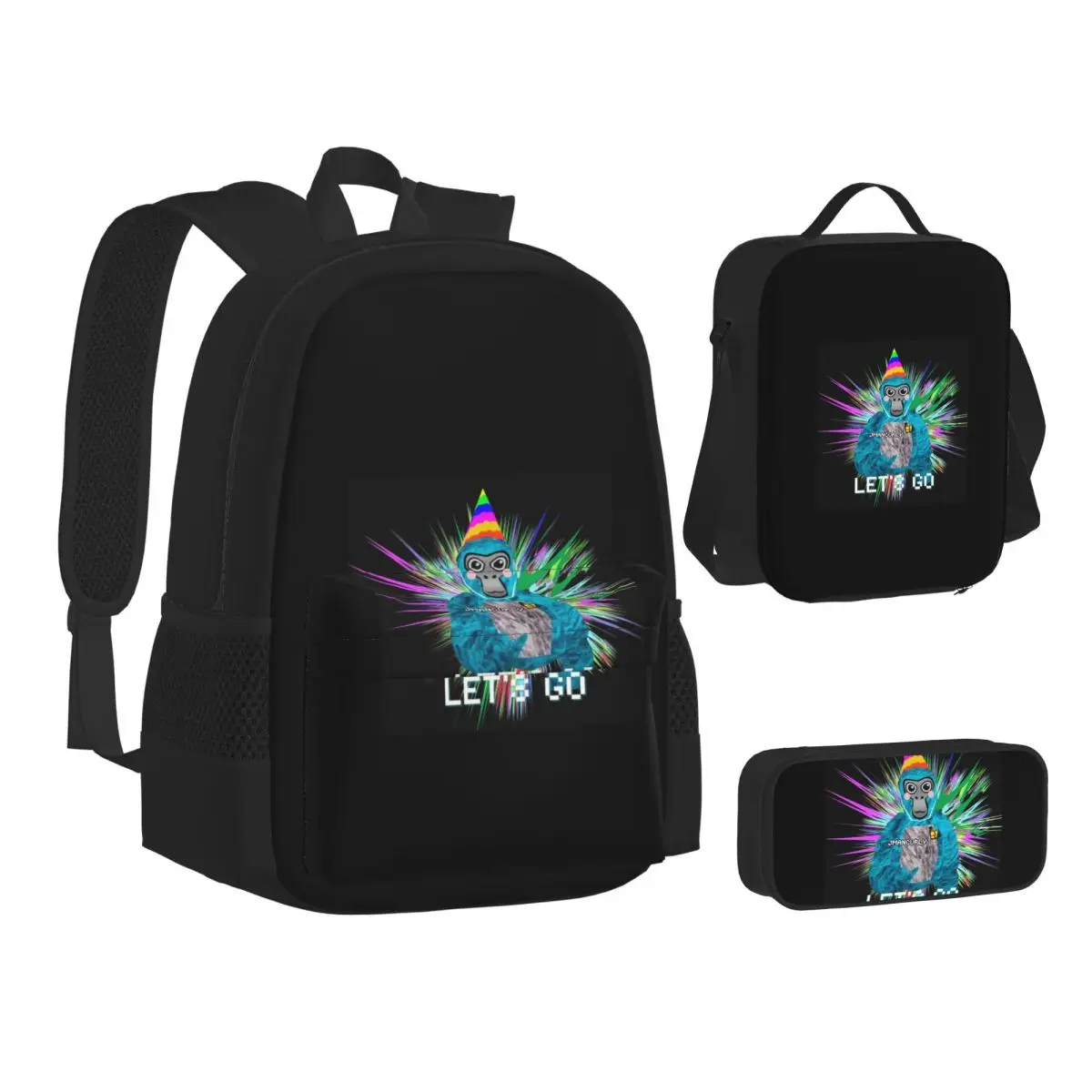 

Jmancurly Gorilla Tag Backpacks Boys Girls Bookbag Children School Bags Kids Rucksack Lunch Bag Pen Bag Three-Piece Set