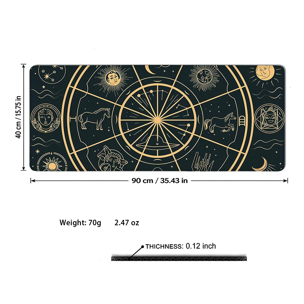 Occult Celestial Aesthetic Large Mousepad Dragon Phoenix Zodiac Star Chart Art Desk Pad Non-slip Rubber Base Extended 260928C