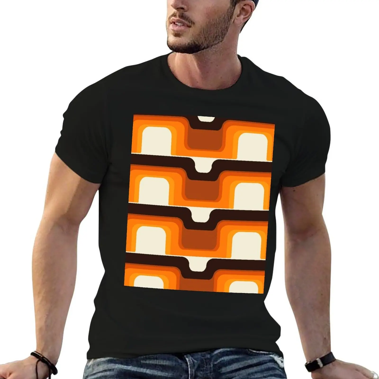 

Mid-Century Modern Meets 1970s Orange T-Shirt tops quick-drying funny gifts tshirts for men