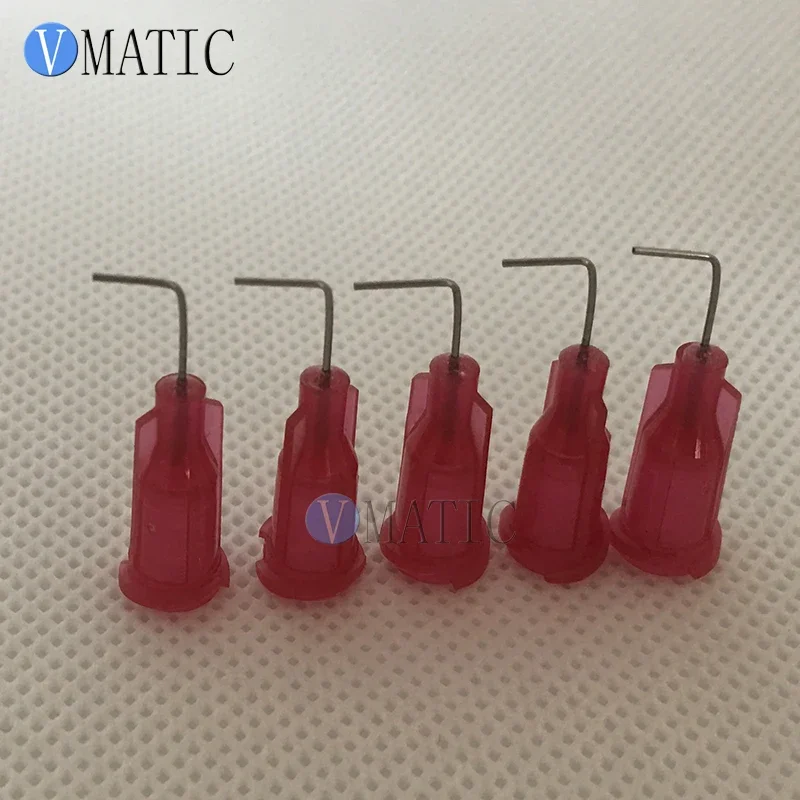 Free Shipping 25G Red 0.5'' Length 90 Degree Bend Bent Dispensing Blunt End Stainless Steel Needle Tips 1/2 Inch