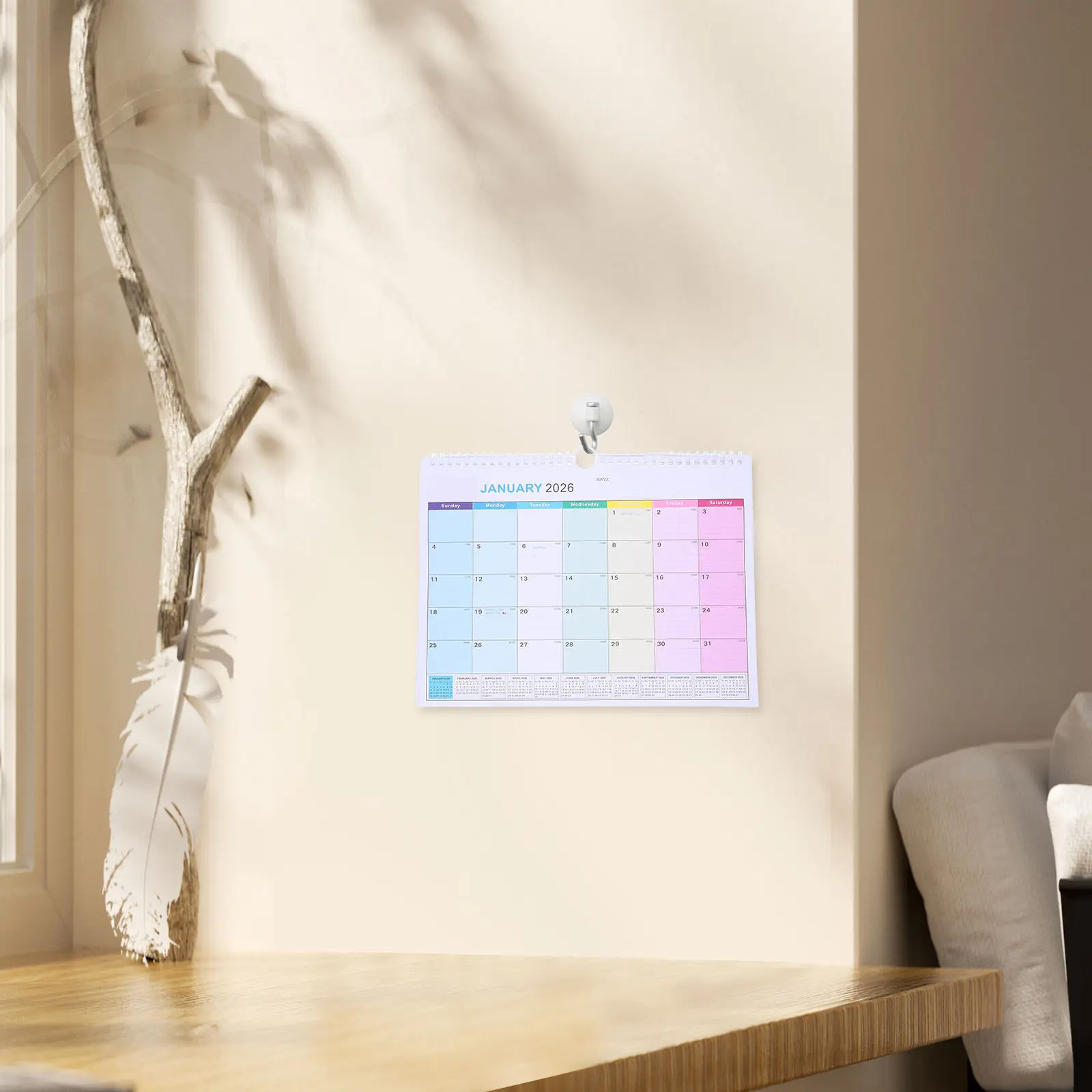 

Hanging Wall Calendar 2026-2027 Spiral Bound Large Planner Jan 2026 to Jun 2027 Daily Schedule Blocks Family Office Holidays