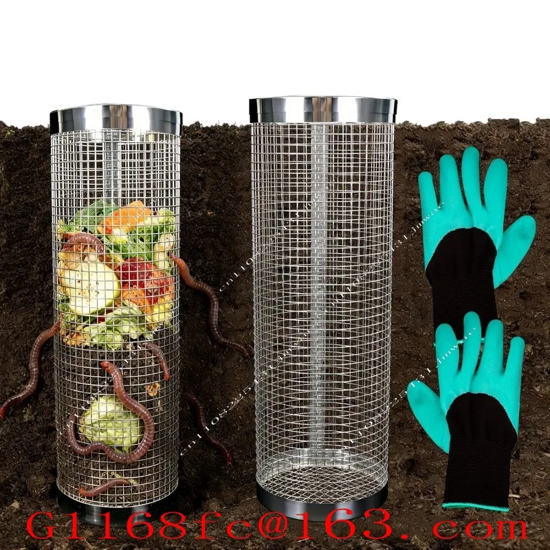Underground compost bin, small round stainless steel metal compost bin for home garden and outdoor free shipping